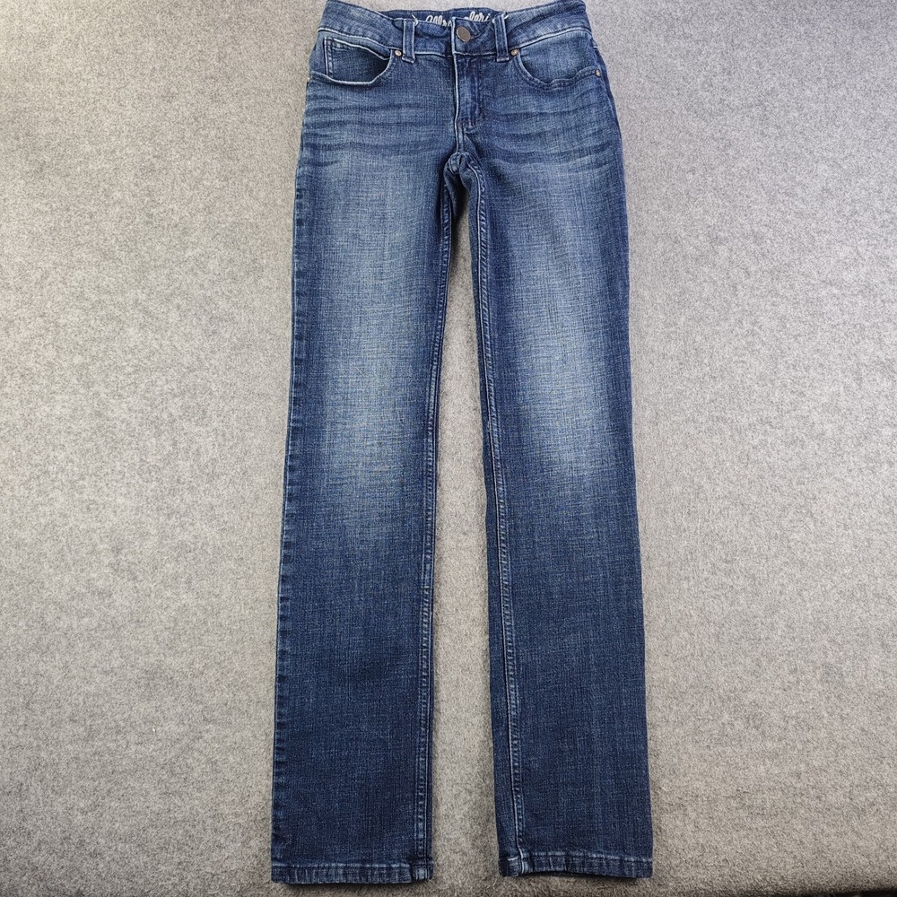 Wrangler Straight Leg Jeans Women's 26x32 Blue Dark Wash Low Rise Stretch